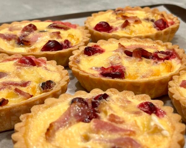brie, bacon & cranberry quiche (made without gluten)