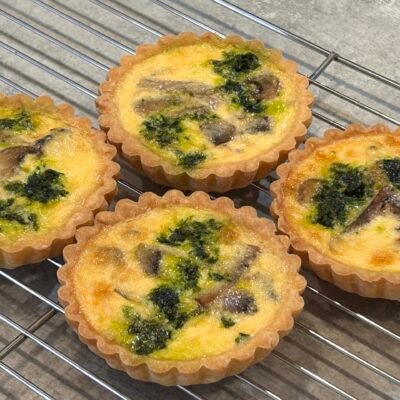 wild garlic & mushroom quiche (made without gluten)