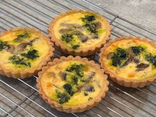 wild garlic & mushroom quiche (made without gluten)