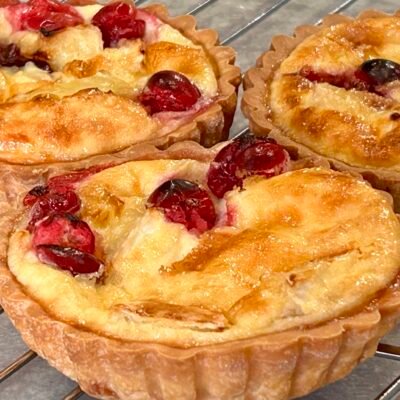 brie, bacon & cranberry quiche (made without gluten)