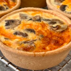 mushroom & red leicester quiche