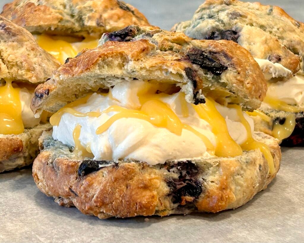 scone cream & jam filled raspberry scone