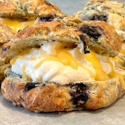 scone cream & jam filled raspberry scone