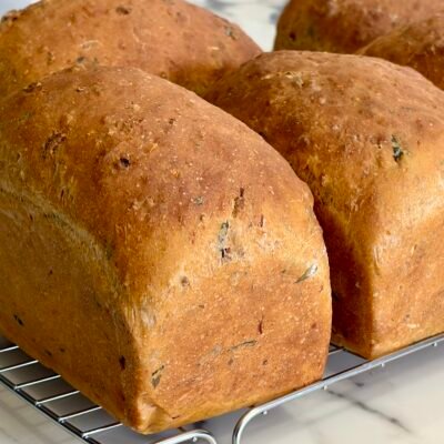 sun dried tomato, basil & herb milk bread loaf