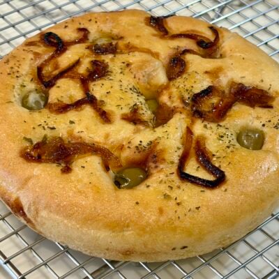 Green Olive & Caramelised Onion Focaccia (1 per customer)