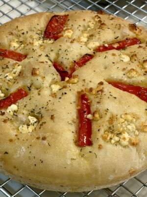 red pepper & feta focaccia