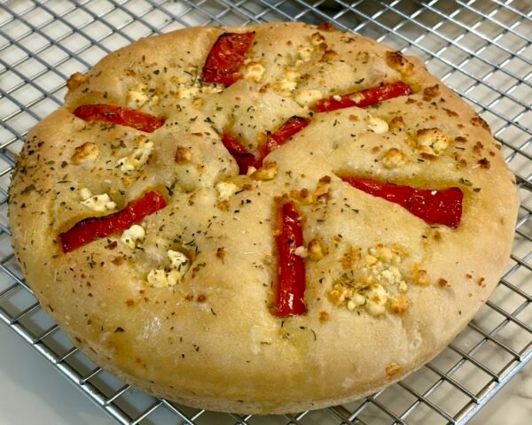 red pepper & feta focaccia
