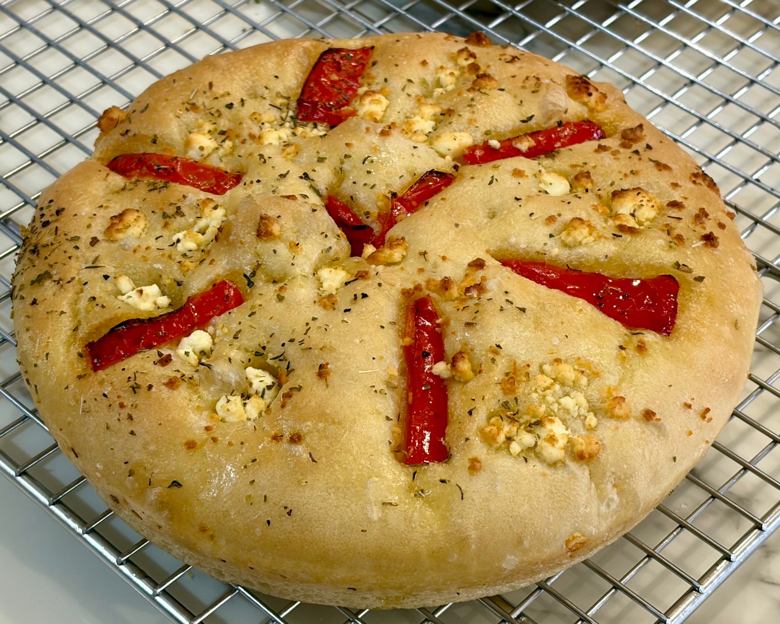 Roasted Red Pepper, Feta & Italian Herb Focaccia (1 per customer)